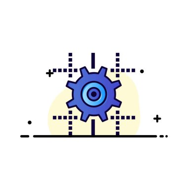 Ayar, Dişli, Bilgisayar, Hat İş Logo Şablonu. Düz Colo