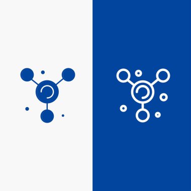 Atom, Molekül, Bilim Hattı ve Gph Solid simgesi Mavi afiş Li