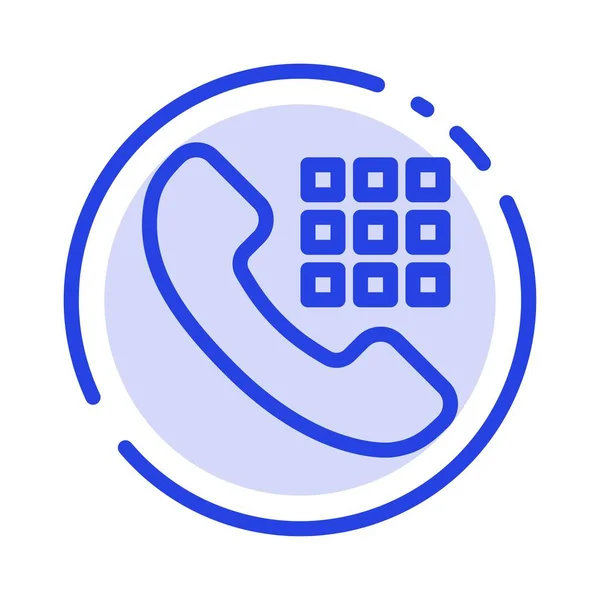 Zadzwoń, Dial, telefon, klucze niebieski linia kropkowana linia ikona — Wektor stockowy