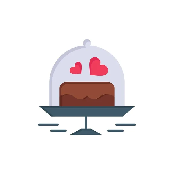 Gâteau, Assiette, Mariage, Love Flat Color Icon. Bannière d'icône vectorielle — Image vectorielle