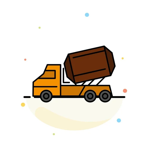 Camión, cemento, construcción, vehículo, rodillo abstracto de color plano — Vector de stock