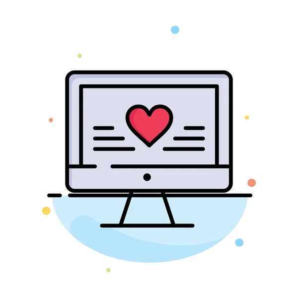 Υπολογιστής, αγάπη, καρδιά, γάμος αφηρημένο επίπεδη χρώμα εικονίδιο πρότυπο — Διανυσματικό Αρχείο