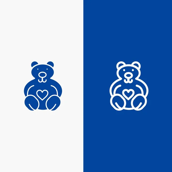 Serca, miłość, kochający, linia ślubna i glif ikona Solid niebieski Ban — Wektor stockowy