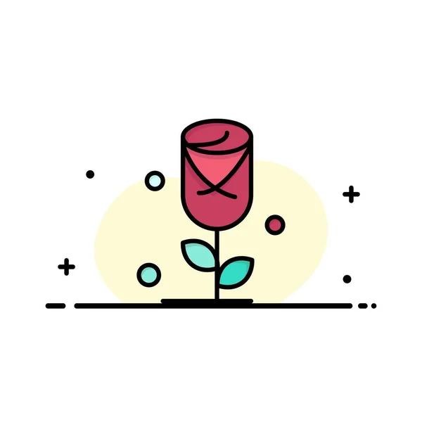 Šablona pro logo-květinu, Rose, Love Business. Plochá barva — Stockový vektor
