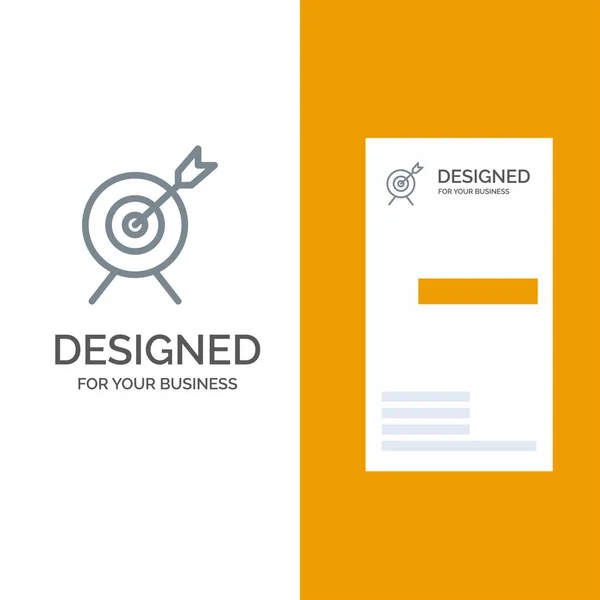 Target, Aim, Goal Grey Logo Design and Business Card Template — Stock Vector