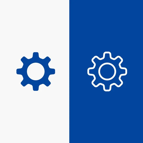 Symbol kolečko, nastavení, řadicí čára a glyf plná ikona modrý proužek čára a — Stockový vektor