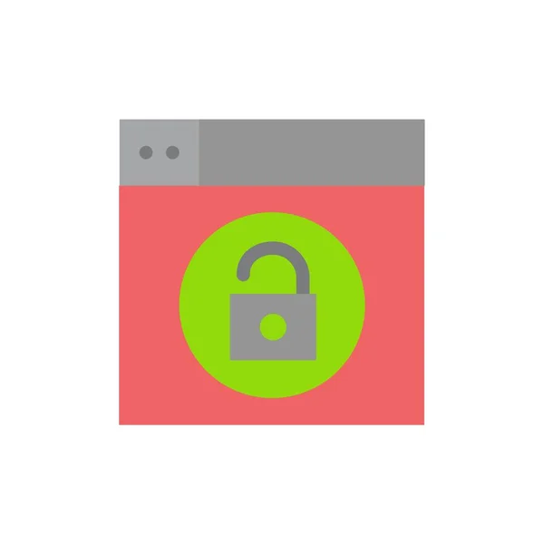 Web, Design, Lock, Unlock  Flat Color Icon. Vector icon banner T — Stock Vector