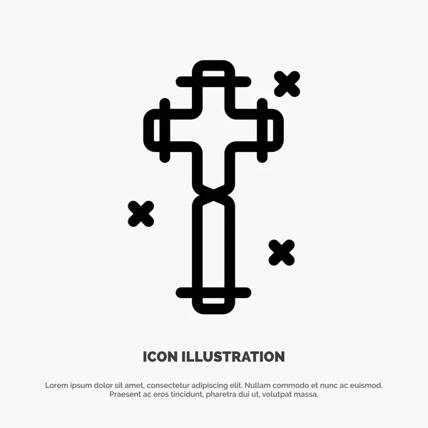 Célébration, Christian, Croix, Ligne de Pâques Icône vecteur — Image vectorielle