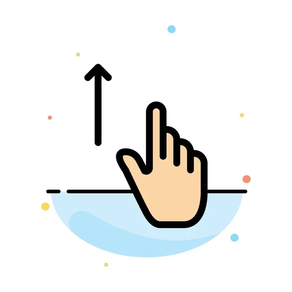 Επάνω, δάχτυλο, χειρονομία, χειρονομίες, φύλλο αφηρημένο επίπεδη χρώμα Icon TEM — Διανυσματικό Αρχείο