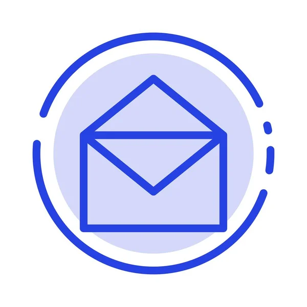 Email, Correio, Mensagem, Open Blue Dotted Line Icon — Vetor de Stock