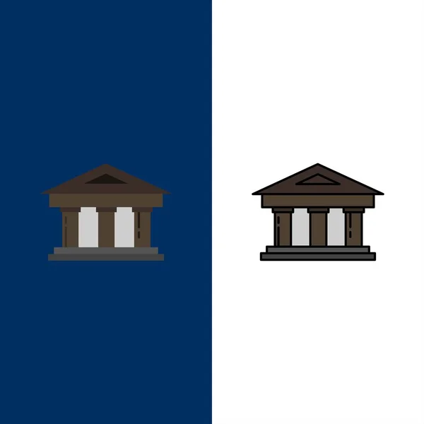 Banco, Palacio de Justicia, Finanzas, Finanzas, Iconos de construcción. Piso y Li — Archivo Imágenes Vectoriales