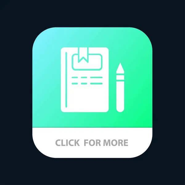Bok, utbildning, kunskap, penna mobilapp-knappen. Android an — Stock vektor