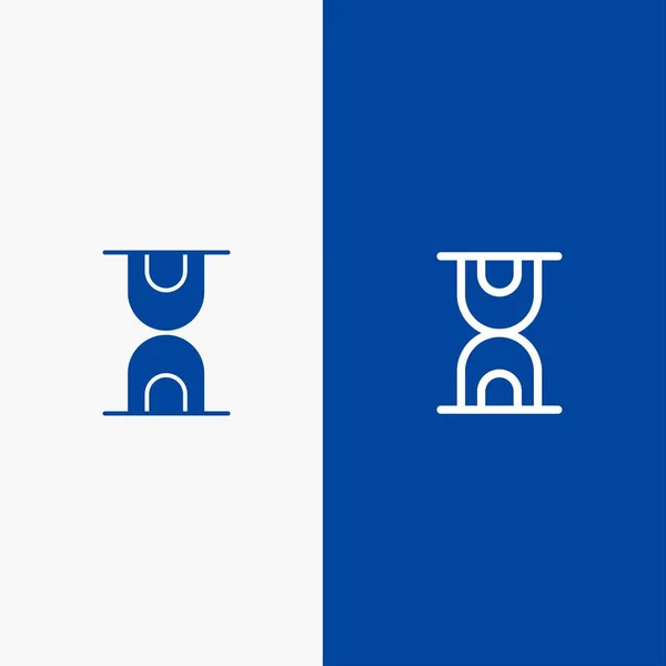 Стекло Час Погрузочная Линия Иконка Glyph Solid Blue Banner Line — стоковый вектор