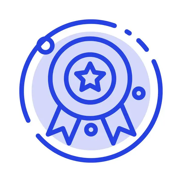 Award, Award Badge, Award Ribbon, Badge Blue Dotted Line Line Ic — Stock Vector