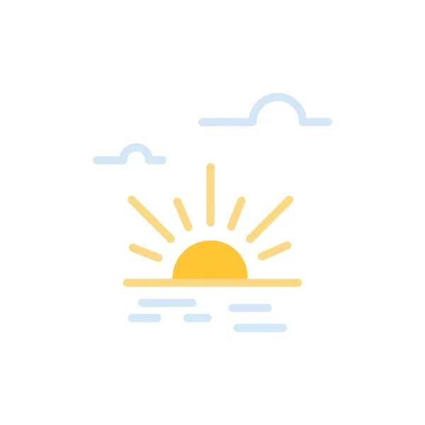 Zon, helderheid, licht, lente plat kleur pictogram. Vector icoon verbod — Stockvector