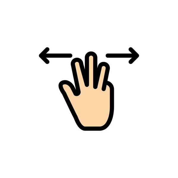Speciální tahy, ruční, mobilní, tři prsty plochý barevný symbol. Vektor i — Stockový vektor