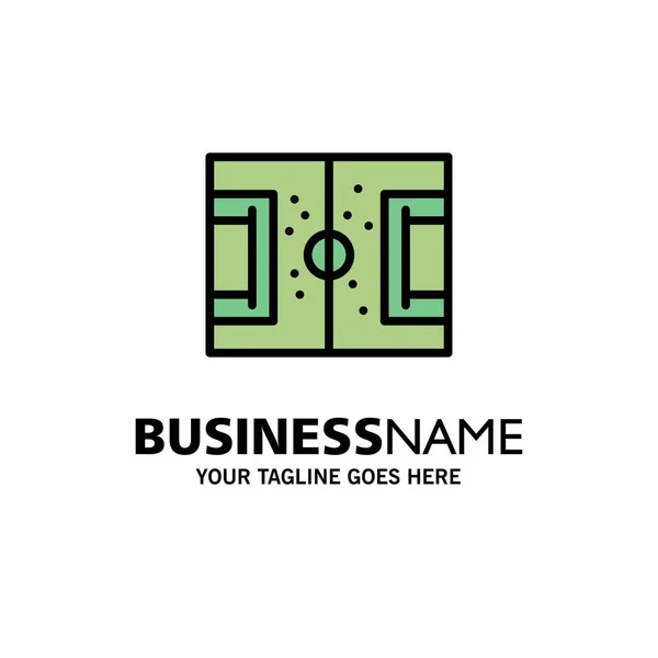 Feld, Fußball, Spiel, Rasen, Fußball-Business-Logo-Vorlage. fla — Stockvektor