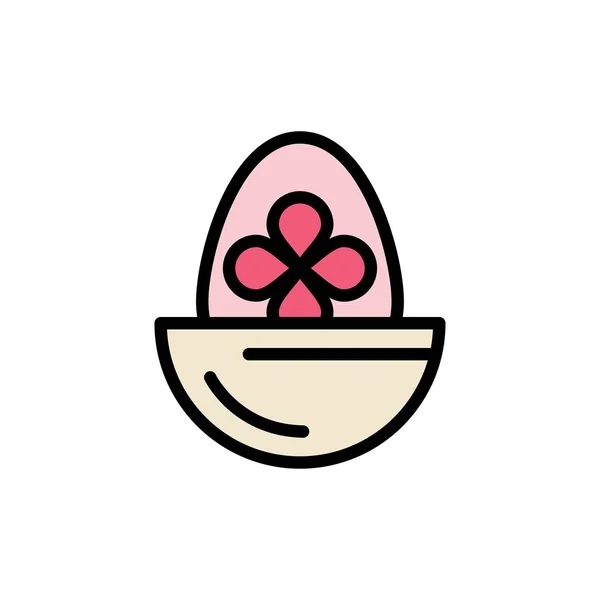 Boiled, Boiled Egg, Easter, Egg, Food  Flat Color Icon. Vector i — Stock Vector