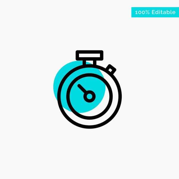 Temporizador, cronômetro, relógio, tempo turquesa destaque círculo ponto V — Vetor de Stock