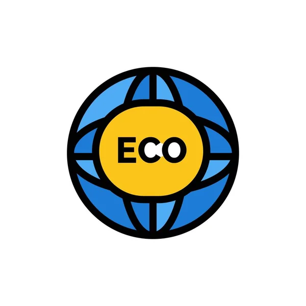 Umwelt, global, Internet, Welt, Ökoflach-Farb-Symbol. vect — Stockvektor