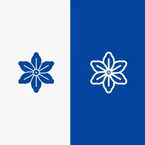 Цветок, Цветок, Природа, Весенняя линия и Глиф Твердая икона Blue ba — стоковый вектор