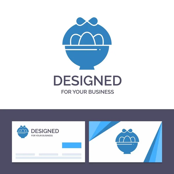 Creative Business Card and Logo template Basket, Egg, Easter Vec — Stock Vector