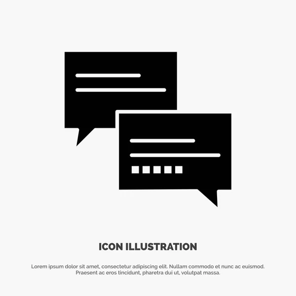 Chat, Comentario, Mensaje, Educación Solid Black Glyph Icon — Vector de stock