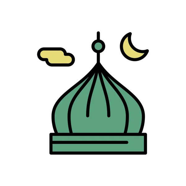 Ramadan ikony. Modlitba muslimského islámu a ramadánu Kareem tenká čára — Stockový vektor