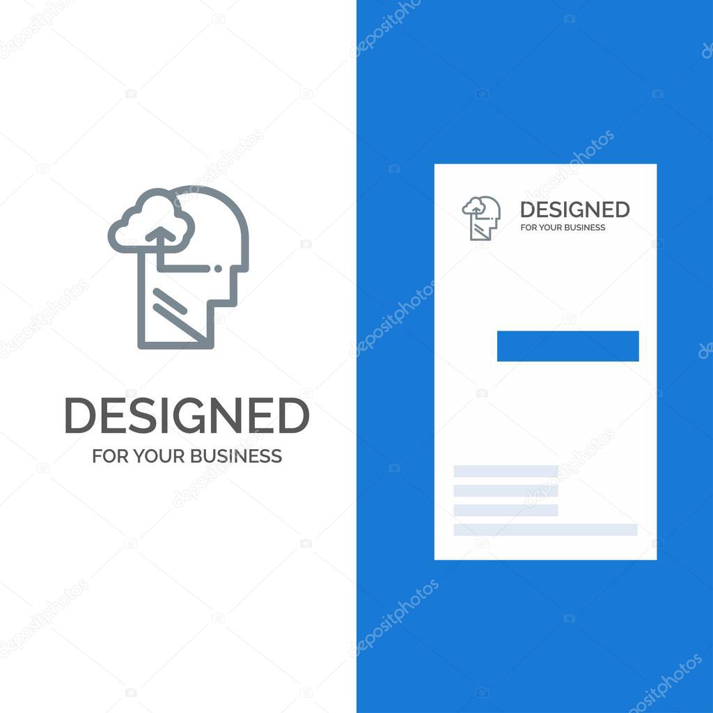 Experience, Gain, Mind, Head Grey Logo Design and Business Card 