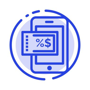 Mobil, Alışveriş, İndirim mavi noktalı çizgi simgesi