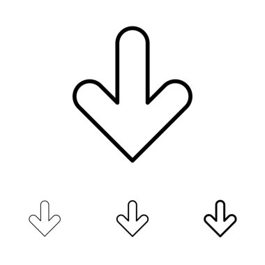 Ok, Aşağı, Yön, Kalın ve ince siyah çizgi simgesi s indir