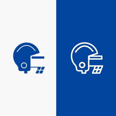 Amerikan, Futbol, Kask Hattı ve Glyph Solid simgesi Mavi afiş