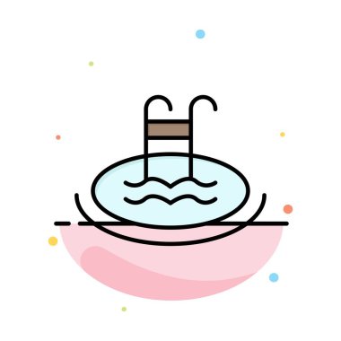 Otel, Havuz, Yüzme, Servis Soyut Düz Renk Simgesi Şablonu