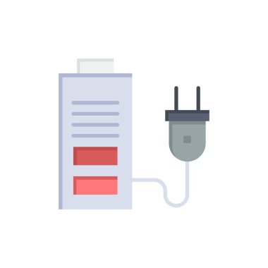 Akümülatör, Pil, Güç, Fiş Düz Renk Simgesi. Vektör simgesi afiş Şablonu