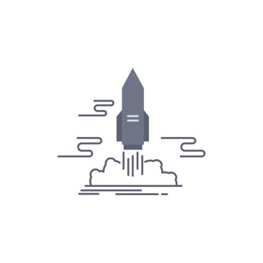 Fırlatma, yayınlama, uygulama, mekik, uzay düz renk simge vektör