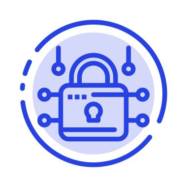 Kilit, Kilitli, Güvenlik, Güvenli Mavi Noktalı Çizgi Simgesi