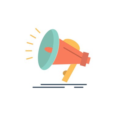 Hoparlör, Yüksek Sesli, Ses, Ses Düz Renk Simgesi. Vektör simgesi afiş