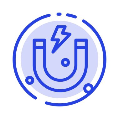 Cazibe, Mıknatıs, Bilim Mavi Noktalı Çizgi Hattı Simgesi