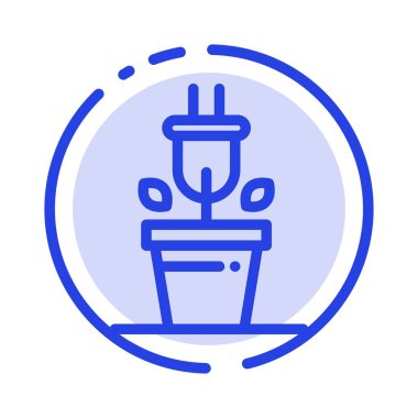 Fiş, Tesis, Teknoloji Mavi Noktalı Çizgi Hattı Simgesi