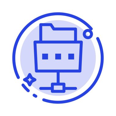 Ağ, dosya, klasör mavi noktalı çizgi çizgisi simgesi