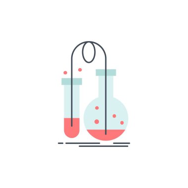 Test, Kimya, şişe, laboratuvar, bilim Düz Renk Simge Vektör