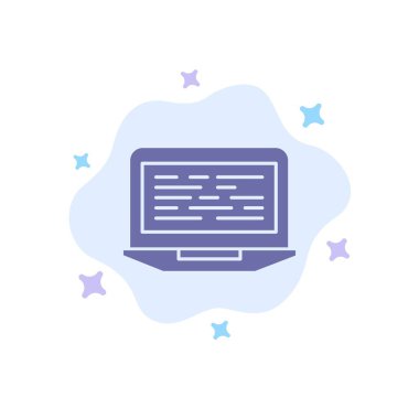 Dizüstü, kodlama, kod, ekran, bilgisayar mavi simge soyut clo