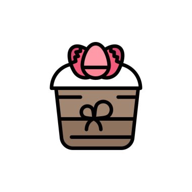 Hediye, Dekorasyon, Paskalya, Çiçek, Bitki Düz Renk Simgesi. Vektör