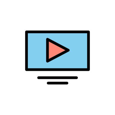 Video, Play, Youtube Düz Renk Simgesi. Vektör simgesi afiş Templa