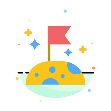 Moon, Slow, Space Abstract Flat Color Icon Template