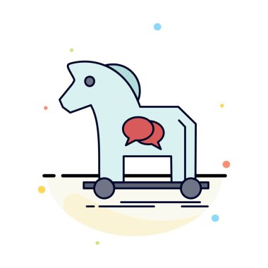 Siber suç, at, internet, Trojan, virüs düz renk simgesi vecto