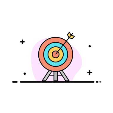 Hedef, Okçuluk, Ok, Board Business Flat Line Dolu Simge Ve