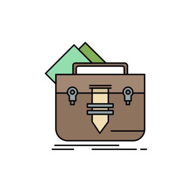 portföy, Çanta, dosya, klasör, evrak çantası Düz Renk Simge Vektör