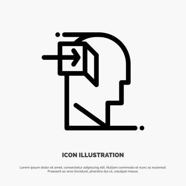 Kapı, İnsan, İç, Zihin, Fikirli Çizgi Simge Vektör