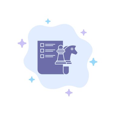 Satranç, İş, Strateji, Soyut Bulutta Mavi İkonu Planlama 